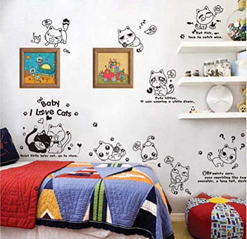 Etiqueta De La Pared Popular De Comercio Exterior Color Puro Y Encantador Gato Travieso De Dibujos Animados De Pared Que Ocupan El Hogar Decorativo S