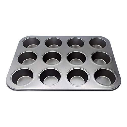 EUROXANTY® Moldes de Horno para 12 Magdalenas y Muffins | Acero al Carbono con Recubrimiento Antiadherente Fácil Limpieza