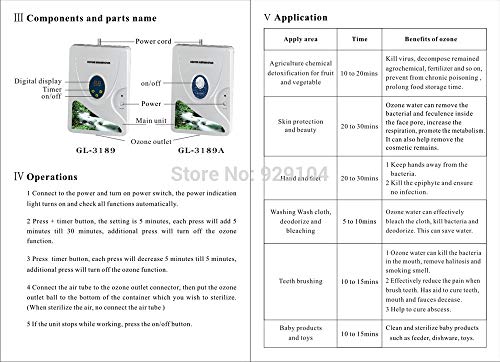 Evaky 600 MG generador de ozono purificador de Aire ozonizador ozonizador ozono ozono concentrador de oxígeno portátil purificador de Agua esterilización (Blanco)