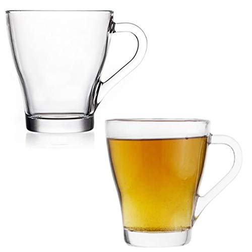 EVER RICH ® Taza de café con té de vidrio con leche con leche (para Tassimo y Dolce Gusto) Juego de 6 vasos (250ML)