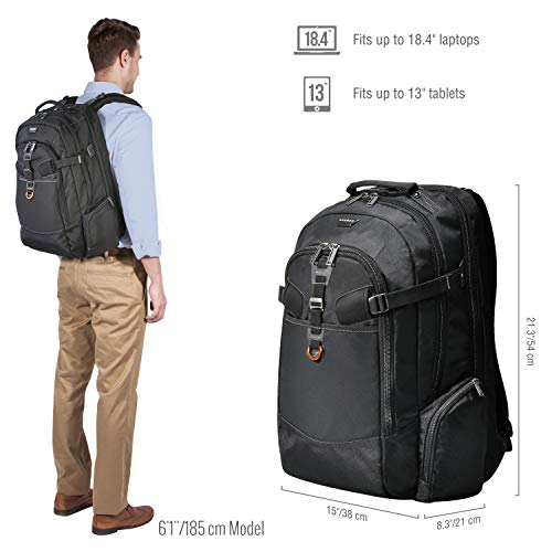 Everki - Mochila para portátiles de hasta 18,4 Pulgadas (46,7 cm) con una organización Inteligente, Mucho Espacio de Almacenamiento y Otras características, Negro