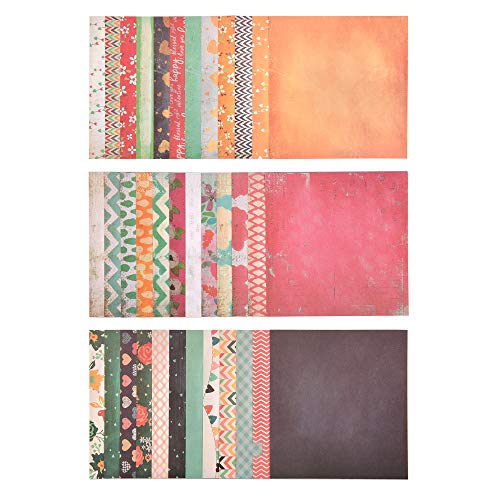 ewtshop® 3 x Diseño Bloque con Hojas por 36, diseño de Papel, Papel para Manualidades, decoración Papel, 108 Hojas, 36 Designs