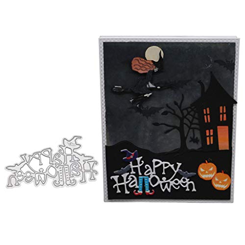 exing Happy Halloween Metal – Troquel troqueles Cutting Esto Stencil, para scrapbooking tarjeta Her espacios Papel Álbum de artesanía decoración