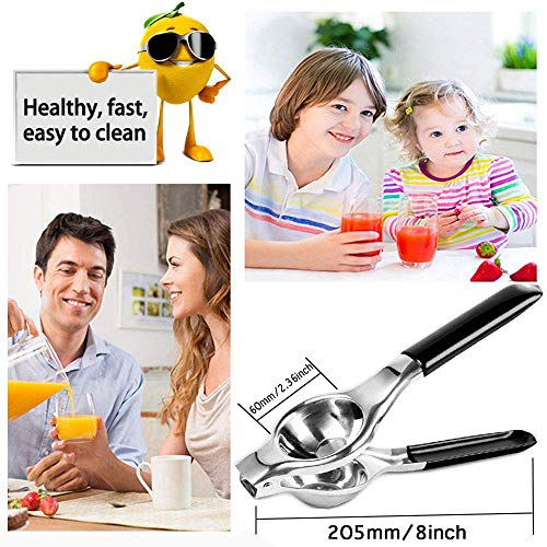 Exprimidor manual de limón de acero inoxidable, extractor de jugo Exprimidor de frutas cítricas de lima de una sola mano con mango de silicona