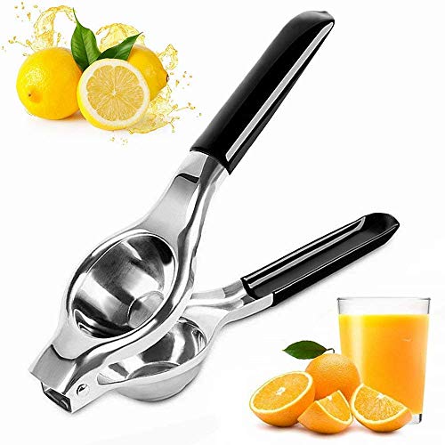 Exprimidor manual de limón de acero inoxidable, extractor de jugo Exprimidor de frutas cítricas de lima de una sola mano con mango de silicona