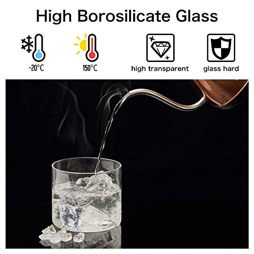 EZOWare Tazas de Cafe de Vidrio Doble Pared, Vasos de Cristal Térmicos con Mango para Bebidas Calientes o Heladas, Café de Leche, Macchiato, Vino, Te - Set de 4, 350ml