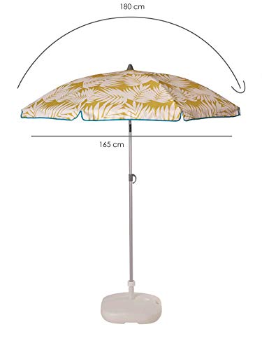 Ezpeleta Sombrilla de Playa de Aluminio|Sombrilla terraza|Parasol Plegable y Ligero|Inclinable|Protección Solar UPF 50+|Diámetro 165cm|Incluye Funda y Rosca|Tejido Estampado (Topos-Verde)