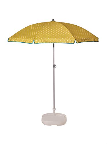 Ezpeleta Sombrilla de Playa de Aluminio|Sombrilla terraza|Parasol Plegable y Ligero|Inclinable|Protección Solar UPF 50+|Diámetro 165cm|Incluye Funda y Rosca|Tejido Estampado (Topos-Verde)