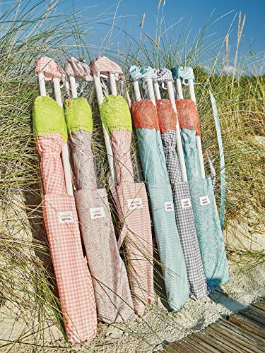 EZPELETA Sombrilla de Playa. Parasol de Playa. Ligero y Plegable de Acero. Paraguas Sol. Protección Solar UPF 50+. Diámetro 150cm. Estampado Flores/Cuadros/Rayas. Incluye Funda/Bolsa. - Cuadros-Gris