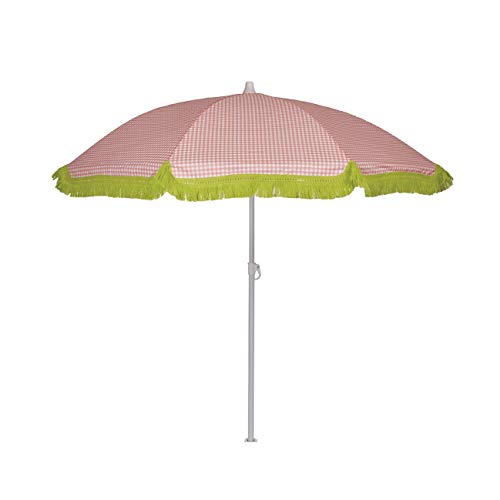 EZPELETA Sombrilla de Playa. Parasol de Playa. Ligero y Plegable de Acero. Paraguas Sol. Protección Solar UPF 50+. Diámetro 150cm. Estampado Flores/Cuadros/Rayas. Incluye Funda/Bolsa. - Cuadros-Coral