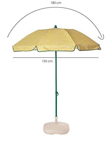 Ezpeleta Sombrilla de Playa|Sombrilla terraza|Parasol Plegable|Protección Solar UPF 50+|Diámetro 155cm|Incluye Funda|Base no incluida|Barra de Colores|Tejido Estampado (Chanclas Verde)