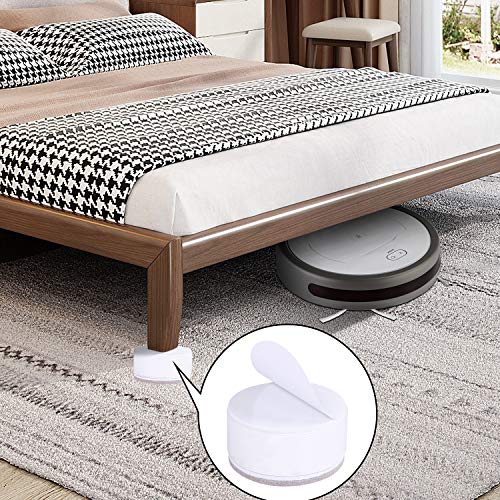 Ezprotekt Elevadores de Muebles 3 cm de Altura, Elevadores de Cama Autoadhesivos de 6 cm de Diámetro, Añaden 3 cm de Altura a las Camas Sofás, Redondos Blanco