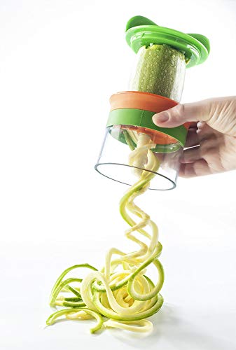 FabQuality Cortador de Verduras Cortador + Pincel + Peeler, en espiral Rallador de Verduras Mano con 3 Cuchillas para Cortador de Pepinos Rallador de Zanahorias Rallador de Espiral