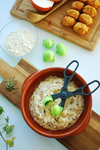 Fackelmann Pinzas de Cocina para Hacer croquetas y albondigas, perfectas para elaborar Bolas de Patata y modelar buñuelo, Palas en ABS, Gris Marengo/Verde