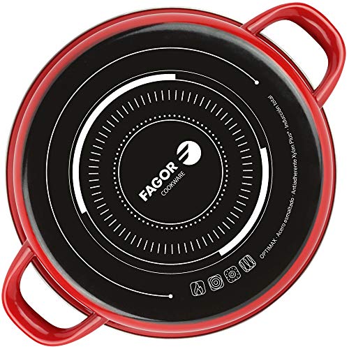 Fagor BATERIA OPTIMAX. batería Antiadherente Doble Capa, Acero esmaltado de 1,5mm de Espesor, Compatible con Toda Clase Cocina, inducción, cerquillo de Acero. Apta lavavajillas (BATERIA, 5 Piezas)