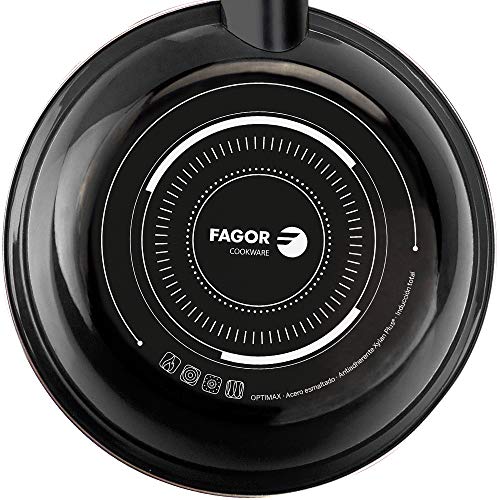 Fagor SARTEN OPTIMAX. Sartén Antiadherente Doble Capa, Acero esmaltado de 1,5mm de Espesor, Compatible con Toda Clase Cocina, inducción, cerquillo de Acero. Apta lavavajillas (SARTEN, 20+28)