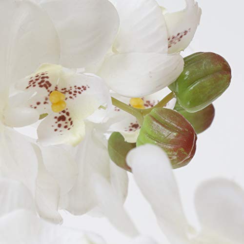 Famibay - Flores artificiales de orquídea Phalaenopsis con 11 cabezas de orquídea de mariposa blanca para decoración del hogar, paquete de 3 (blanco)