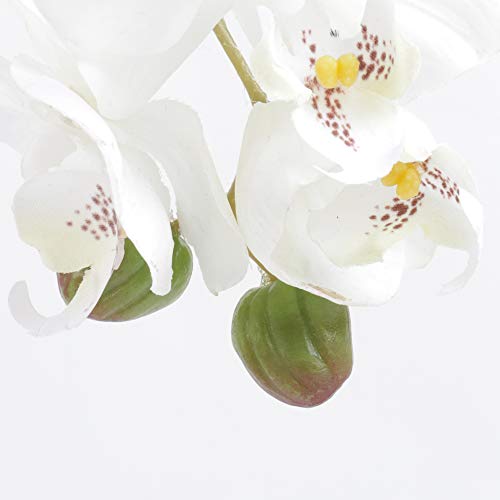 Famibay - Flores artificiales de orquídea Phalaenopsis con 11 cabezas de orquídea de mariposa blanca para decoración del hogar, paquete de 3 (blanco)