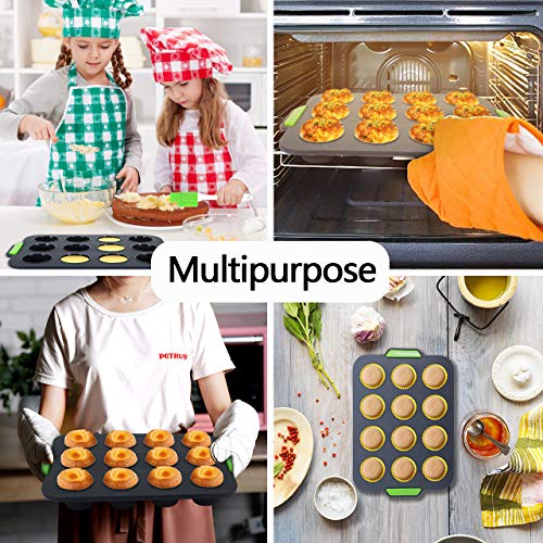 Familybox Muffin Bandejas para Hornear Magdalenas Kit, Molde de Silicona para 12 Magdalenas con Revestimiento Antiadherente para Cupcakes, Brownies, Pasteles, Pudding, 31 x 20 x 2,5 cm