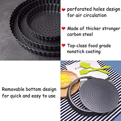 FANDE Quiche Tart Pan, Molde para Quiches y Tarta, Molde de Horno Rizado Perforado - Base Desmontable - Recubrimiento Antiadherente - Diámetro 24 cm