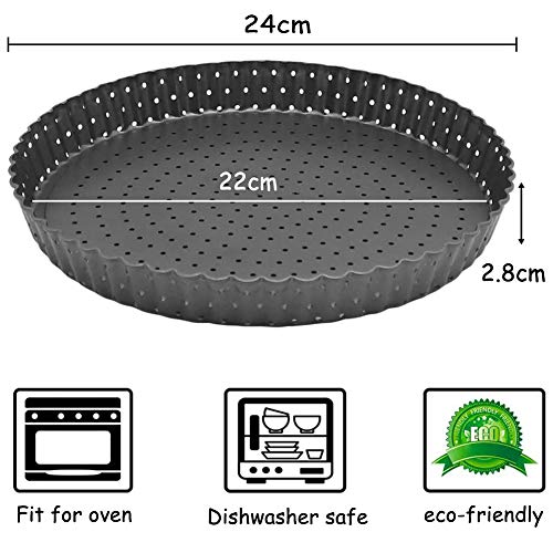 FANDE Quiche Tart Pan, Molde para Quiches y Tarta, Molde de Horno Rizado Perforado - Base Desmontable - Recubrimiento Antiadherente - Diámetro 24 cm