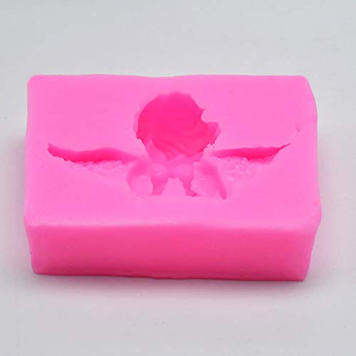 Fangfeen 5.5 * 4.2 * 1.5 cm Mini Forma de Ángel Fondant Molde de Silicona para Hornear Pastel Decoración Molde Herramientas