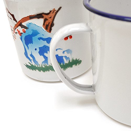 FANMEX - Fantastik - Set 2 tazas esmaltadas vintage 9 cm (Montaña)