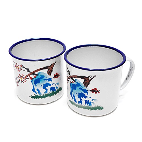 FANMEX - Fantastik - Set 2 tazas esmaltadas vintage 9 cm (Montaña)