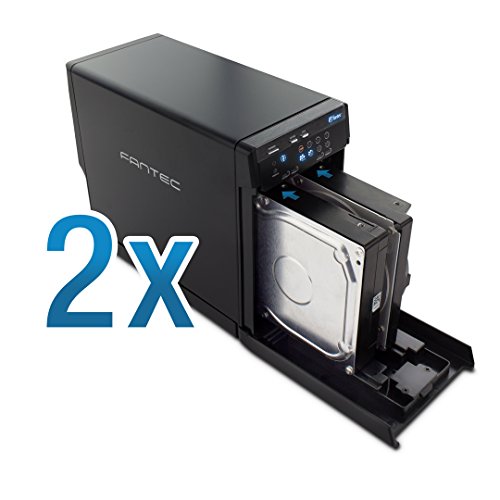 FANTEC QB-X2US3R - carcasa externa para el montaje de 2 discos duros de 8,89 cm (3,5'') SATA I/II/III, USB 3.0, función RAID , ventilador de 60mm, negro