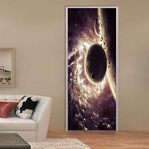 Fantxzcy Pegatina De Puerta Estéreo 3D Mural De La Puerta Universo Cielo Estrellado Vía Láctea 88X200Cm Arte Abstracto Para Sala De Estar Y Dormitorio Mural Para Puerta Decoración Del Hogar Autoadhesi