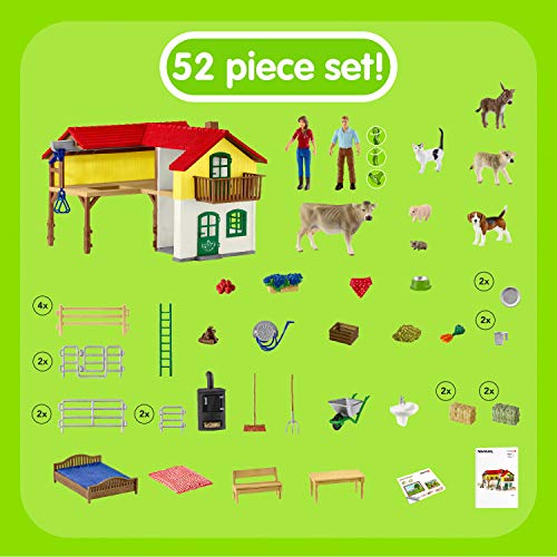 FARM WORLD-42407 Granja con establo y animales, multicolor, Large (Schleich 42407)