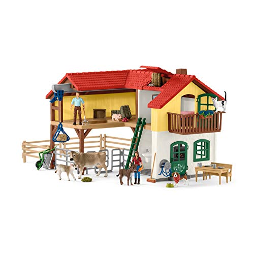 FARM WORLD-42407 Granja con establo y animales, multicolor, Large (Schleich 42407)