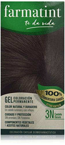 Farmatint Gel 3N Castaño Oscuro | Color natural y duradero | Componentes vegetales y aceites naturales | Sin amoníaco | Sin parabenos | Dermatológicamente testado