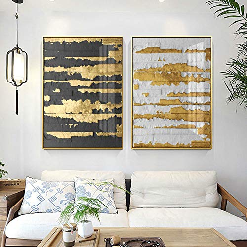 Fashion Square Burst Circle Canvas Painting Black and Gold Poster Print Sala de estar Wall Art Picture 40x60cm