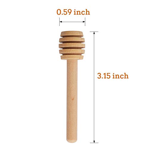 Favson 100 unidades de mini palitos de miel de madera de 7,6 cm, envueltos individualmente, servidor para dispensador de tarros de miel, miel, recuerdos de boda fiesta