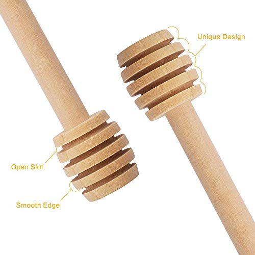 Favson 100 unidades de mini palitos de miel de madera de 7,6 cm, envueltos individualmente, servidor para dispensador de tarros de miel, miel, recuerdos de boda fiesta