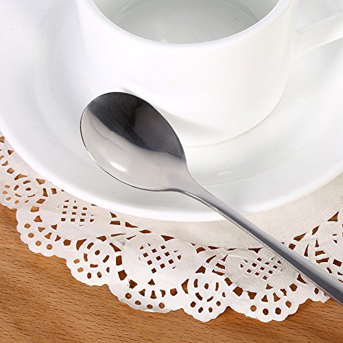 Fdit 6pcs Cuchara de Acero Inoxidable de Mango Largo Leche Ice Cream Café Sopa para Cena de Cocina Casera Socialme-EU