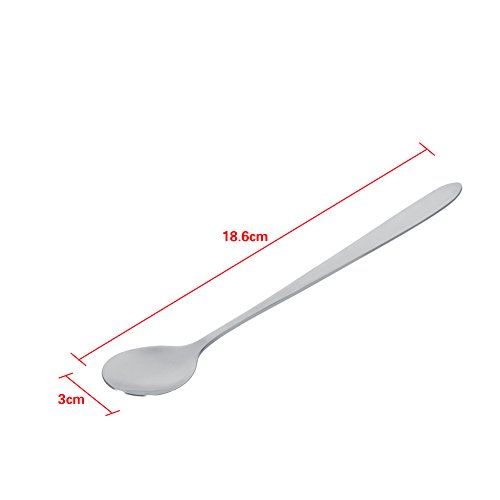 Fdit 6pcs Cuchara de Acero Inoxidable de Mango Largo Leche Ice Cream Café Sopa para Cena de Cocina Casera Socialme-EU