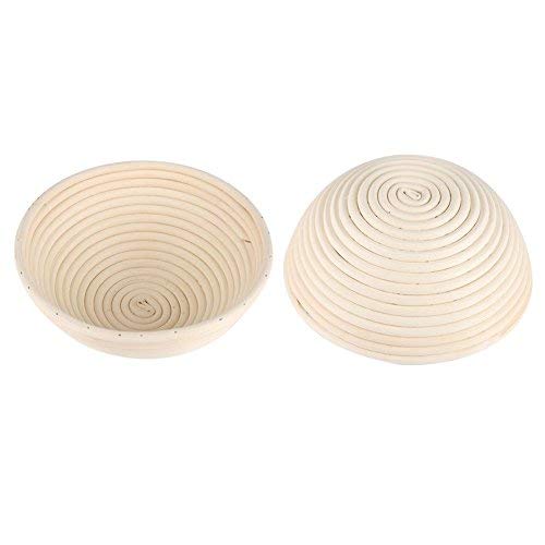 Fdit Cesta de Fermentación Hecha a Mano Cesta de Mimbre Redonda para Fermentar Pan de Molde Natural(20 * 8cm)