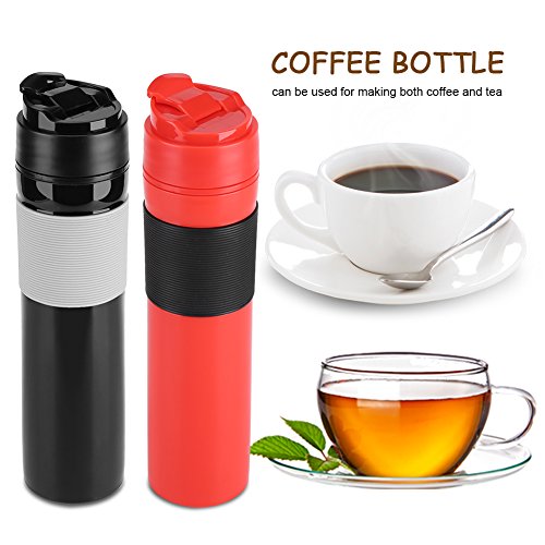 Fdit Portátil Mini Máquina de Espresso Mano Presión Caffe Máquina de Espresso Compacto Manual Cafetera para Oficina Casa Viajes Aire Libre (Rojo)