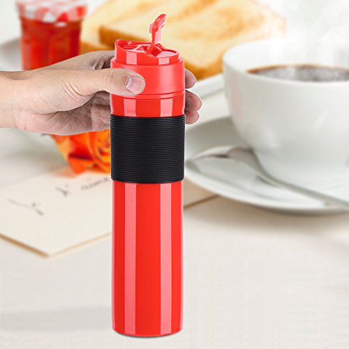 Fdit Portátil Mini Máquina de Espresso Mano Presión Caffe Máquina de Espresso Compacto Manual Cafetera para Oficina Casa Viajes Aire Libre (Rojo)