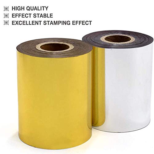 FDYD Estampación en Caliente de Papel 1 Rollo 1,57" x 400 pies de Transferencia de Calor de la PU anodizado de Papel Dorado para Estampación en Caliente de la máquina (Oro, Plata, Azul),Oro