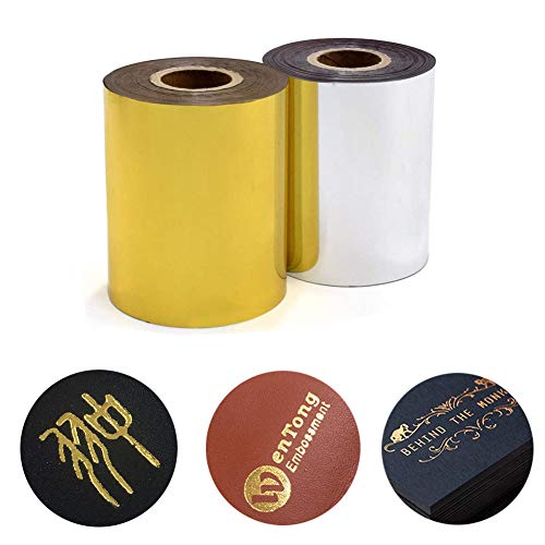 FDYD Estampación en Caliente de Papel 1 Rollo 1,57" x 400 pies de Transferencia de Calor de la PU anodizado de Papel Dorado para Estampación en Caliente de la máquina (Oro, Plata, Azul),Oro