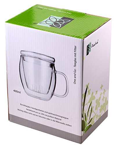 Feelino One and Go Grande 400 ml Vaso de té con Filtro y Tapa, en Caja de Regalo para 's y Fuera de la Oficina