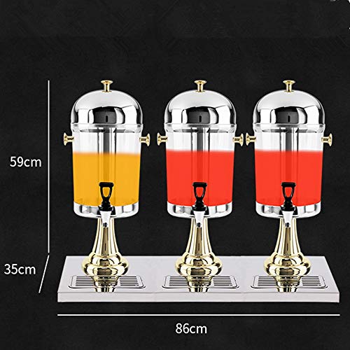 Feixunfan Dispensador de Bebidas Tres Principales Carbonatada Zumo De Máquina De Bebidas Ding Buffet del Hotel Restaurante Leche De Balde 24L Jugo Ding (Color : Oro, tamaño : 86x35x59cm)