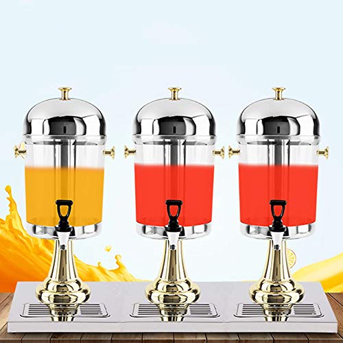 Feixunfan Dispensador de Bebidas Tres Principales Carbonatada Zumo De Máquina De Bebidas Ding Buffet del Hotel Restaurante Leche De Balde 24L Jugo Ding (Color : Oro, tamaño : 86x35x59cm)