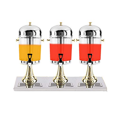 Feixunfan Dispensador de Bebidas Tres Principales Carbonatada Zumo De Máquina De Bebidas Ding Buffet del Hotel Restaurante Leche De Balde 24L Jugo Ding (Color : Oro, tamaño : 86x35x59cm)