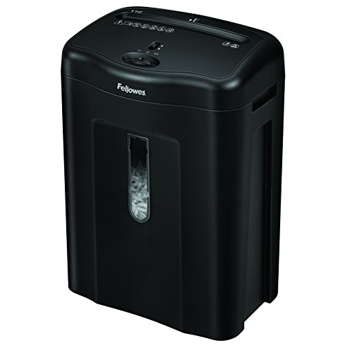 Fellowes 11C - Destructora trituradora de papel, corte en partículas, destruye hasta 11 hojas, uso personal, tritura tarjetas de crédito, color negro