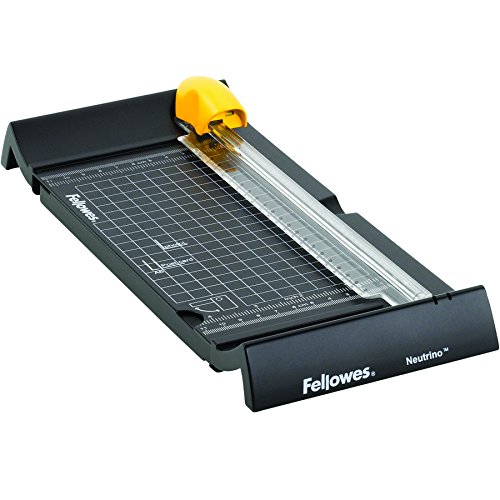 Fellowes Neutrino - Cizalla de Rodillo, Tamaño A5, Capacidad de Corte 5 Hojas, Color Negro/Plata/Amarillo