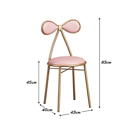 FENG SILLA Muebles de Sala Taburetes Silla de taburetes con Respaldo de Bowknot para Cocina/Barra Patas de Metal Doradas - 45 cm Altura de Pub - Sillas de Comedor de Ocio Modernas (Color : Rosado)